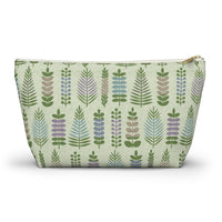 Stamped Leaves Accessory Pouch w T-bottom in Green